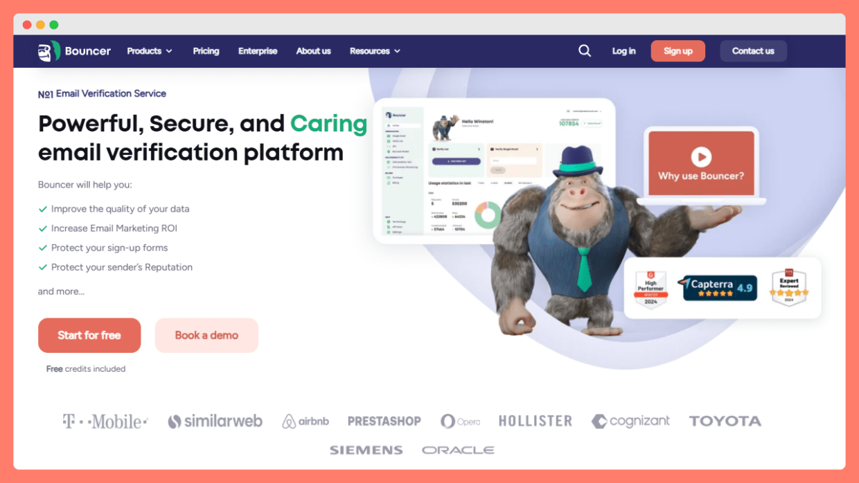 Bouncer email verification platform - homepage