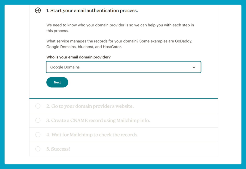 Mailchimp e-posta doğrulama süreci