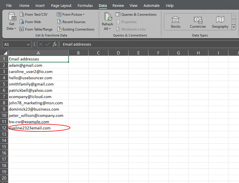 Email Validation in Excel