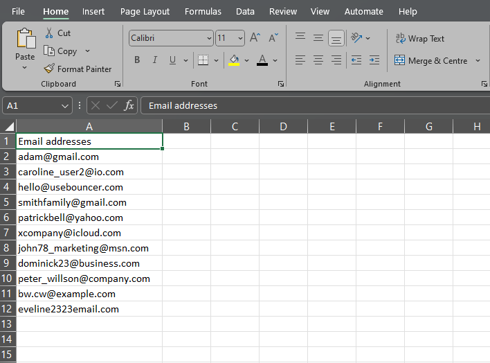Email Validation in Excel