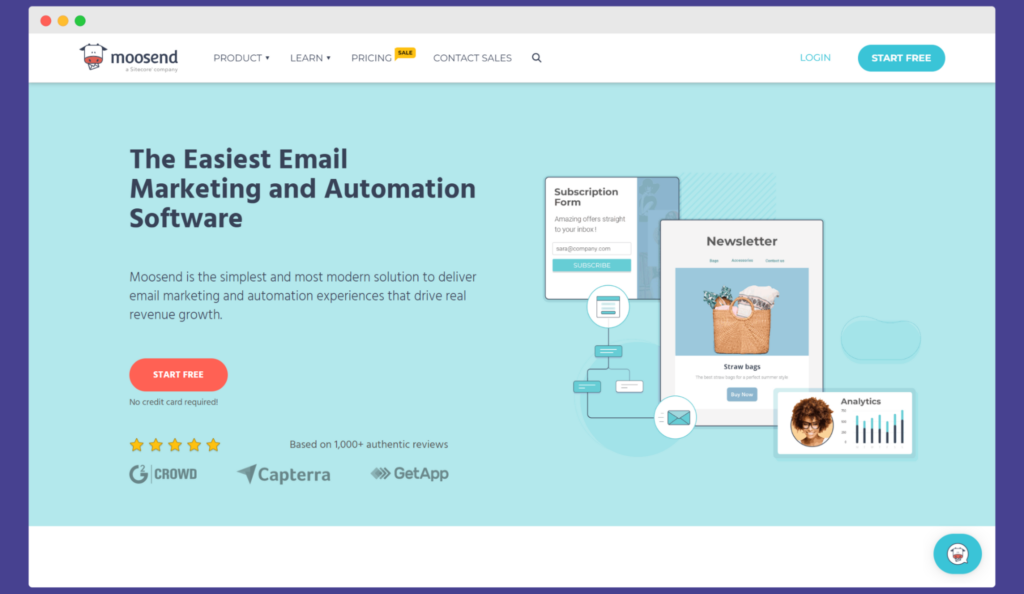 Moosend - e-mail marketing szoftver