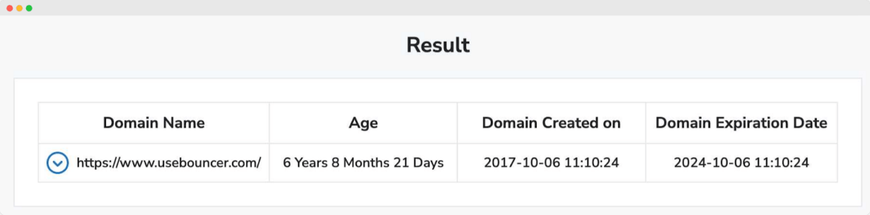 Checking the age of the domain.