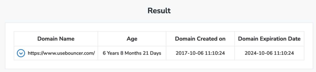 Проверка возраста домена