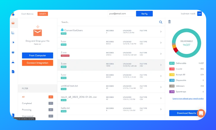 instrument de verificare a e-mailului de verificare bounceless