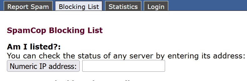 Spamcop blocking list