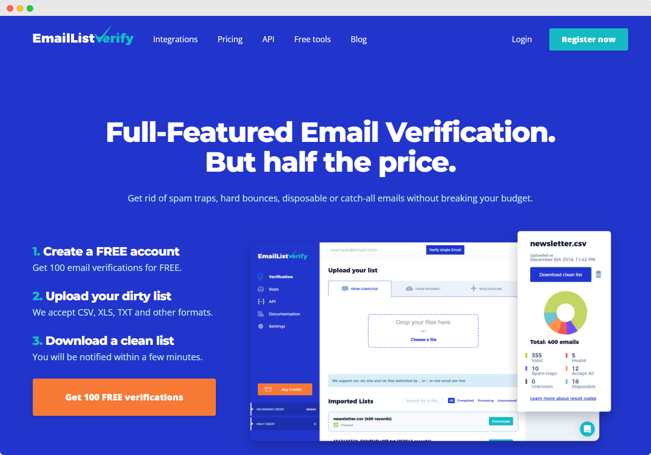 EmailListVerify - един от чистачите на имейл списъци