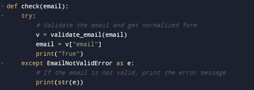 validation d'email en Python - extrait de code