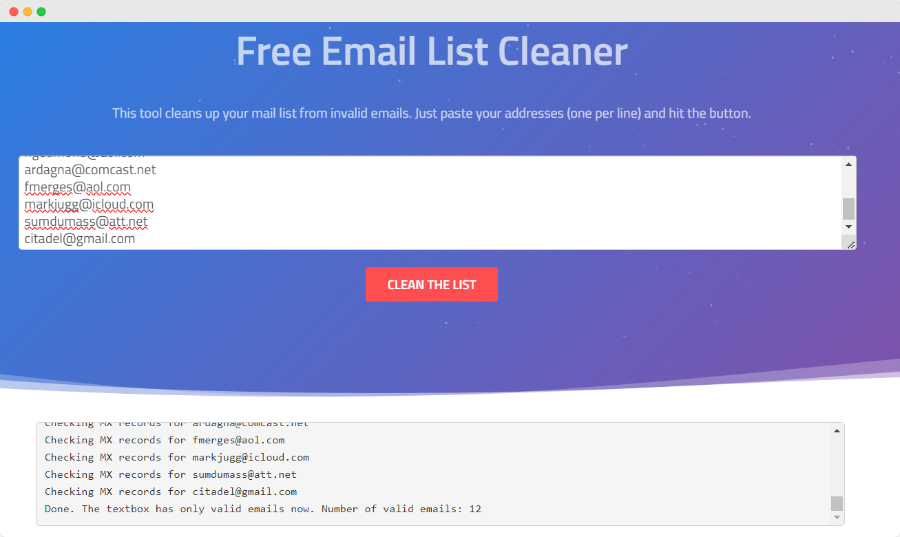 Jitbit Email Cleaner - уеб страница