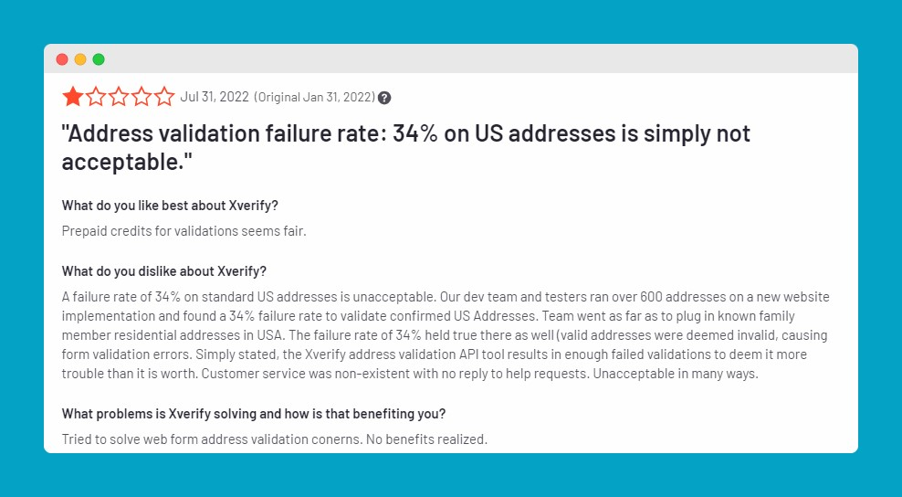 Xverify arvostelu