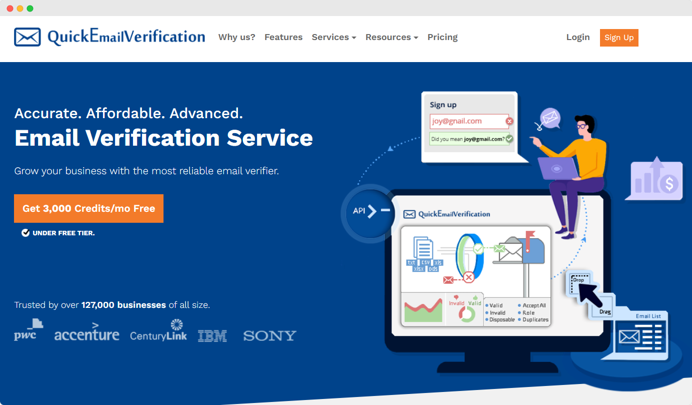 QuickEmailVerification web sitesi