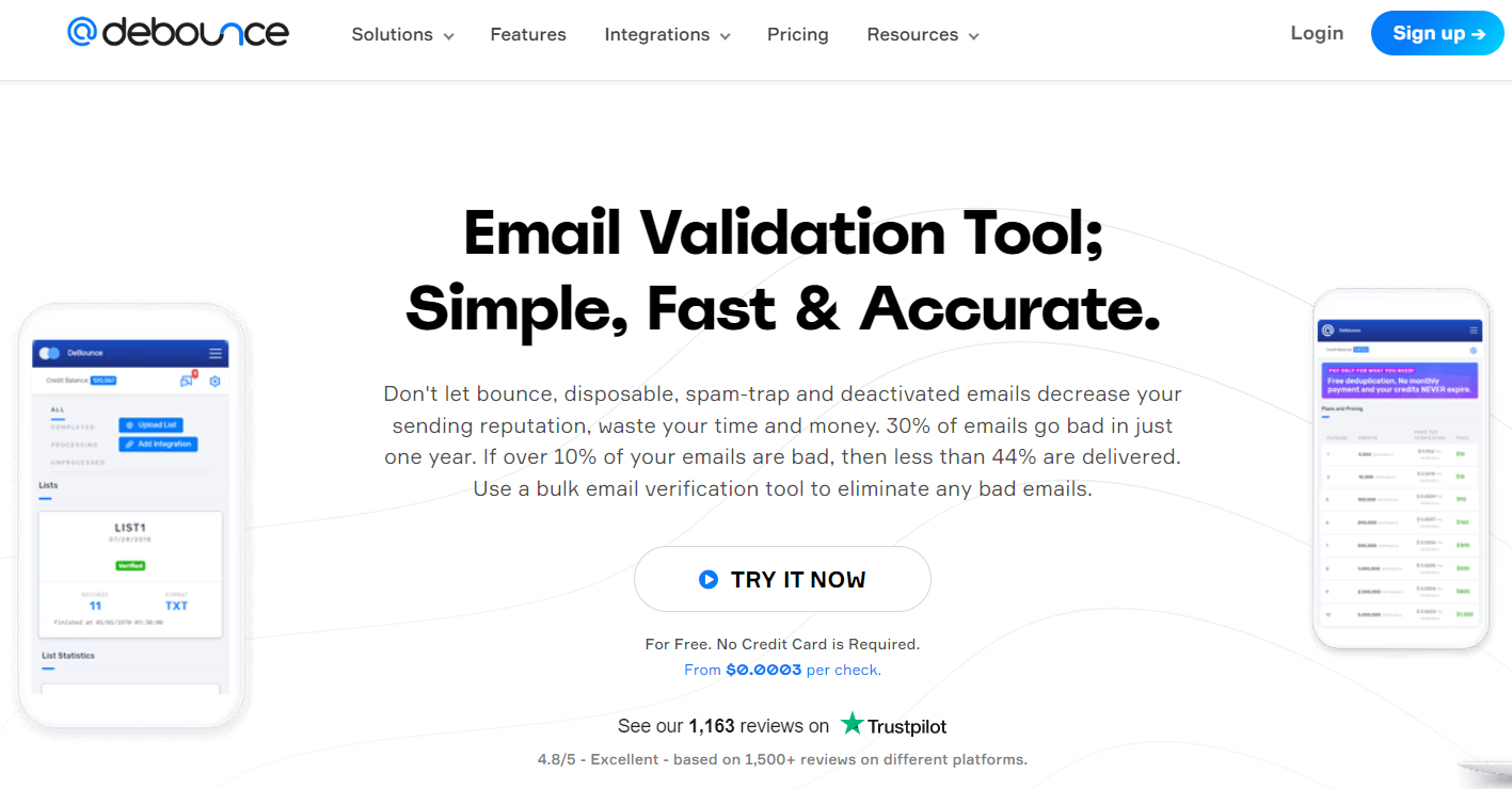 Debounce som et alternativ til EmailListVerify