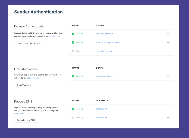 SendGrid dashboard