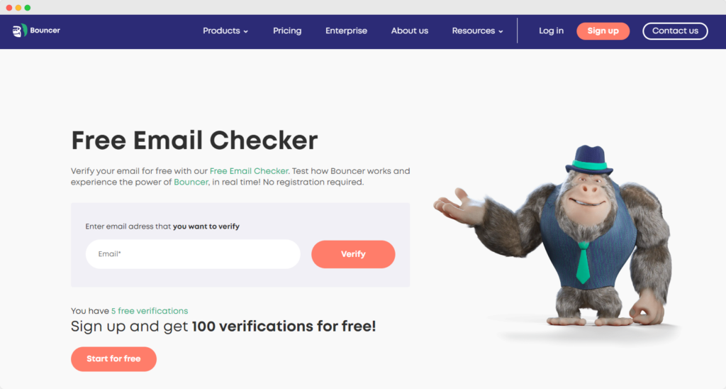 Vérificateur d'emails gratuit de Bouncer