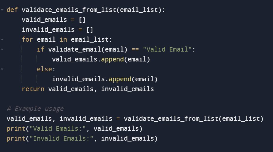 validation d'email en Python - extrait de code