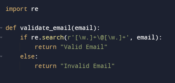 validation d'email en Python - extrait de code