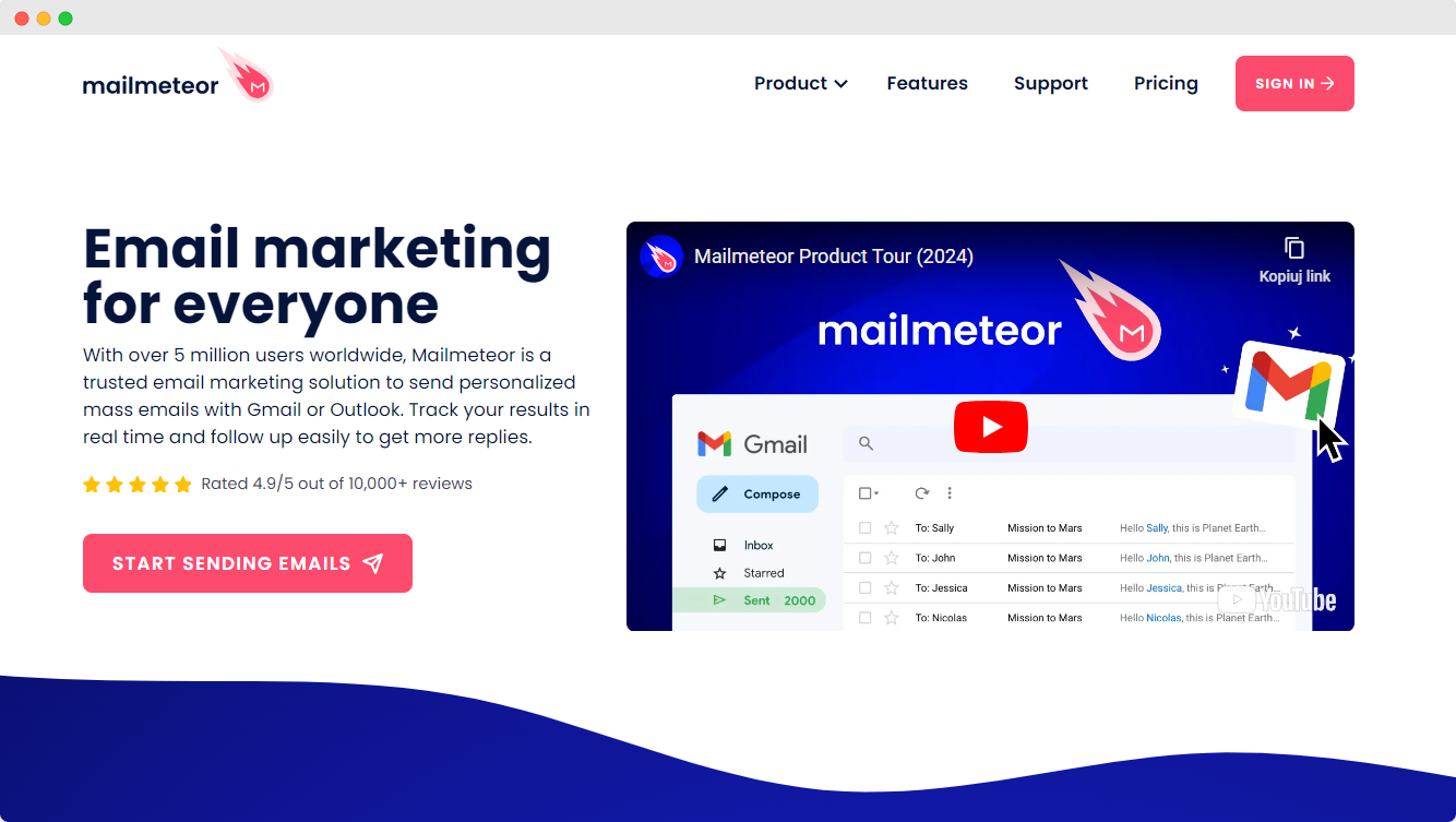 Домашня сторінка Mailmeteor