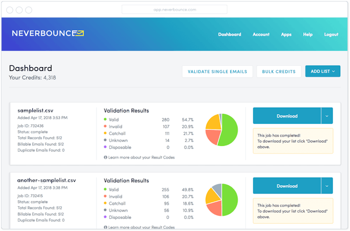 Neverbounce-dashboard