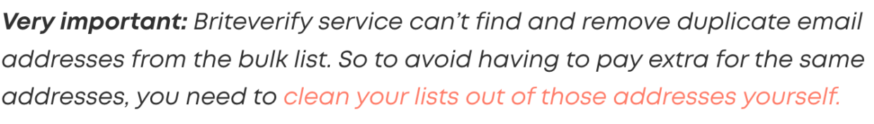 BriteVerify can't detect duplicate emails