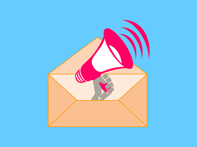 A megaphone emerging from an envelope, symbolizing email marketing.