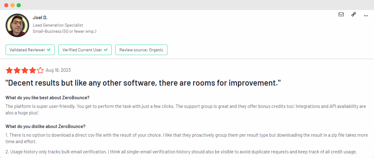 Zerobounce API review.
