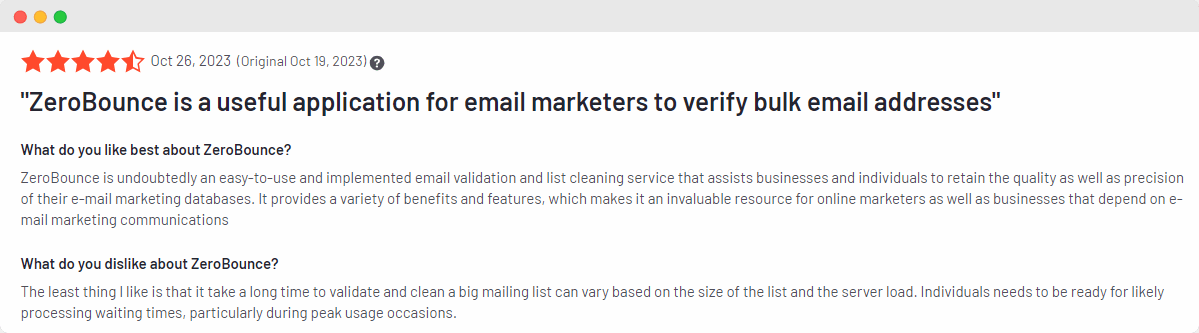 Zerobounce API review.