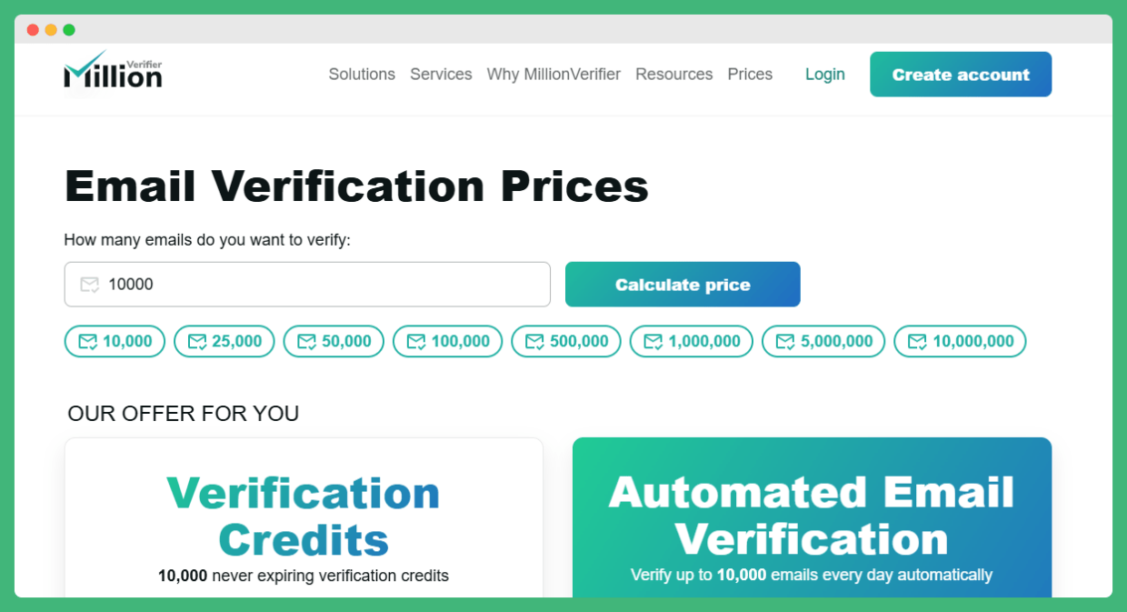 Millionverifier pricing.