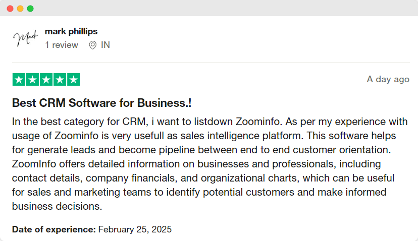 zoominfo positive review #1